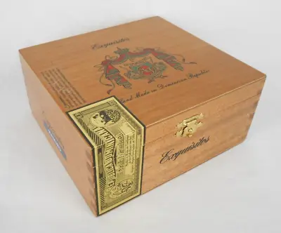 A Fuente Exquisitos Maduro Empty Wooden Hinged Brown Cigar Box Dominican (50) • $18