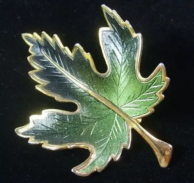 Vintage Gold Tone Green Ombre Enamel Maple Leaf Costume Jewelry Brooch Pin  2.5  • $11
