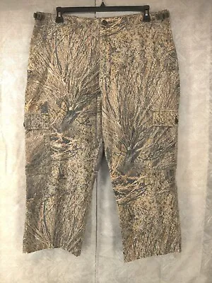 Cabelas Mossy Oak Brush Camouflage Pant Men 38 X 24 Hemmed Cargo Hunting Outdoor • $18