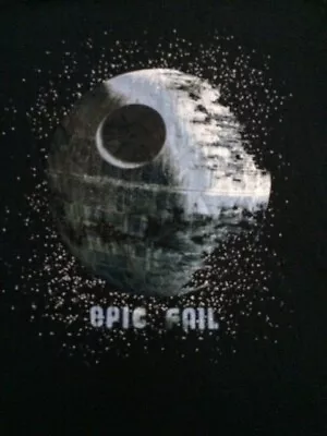 Star Wars Death Star Epic Fail Funny Black T-shirt New Unworn Official Licensed • $15.95