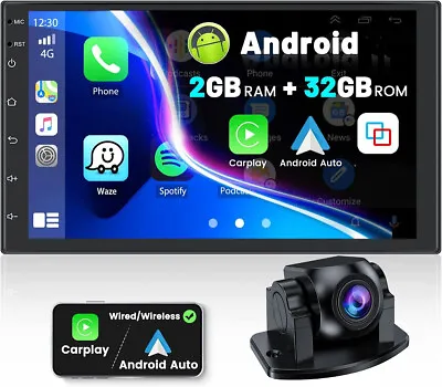 7'' Android 12 Car Stereo 2DIN GPS FM RDS Radio USB Head Unit CarPlay Auto WIFI • $131.59