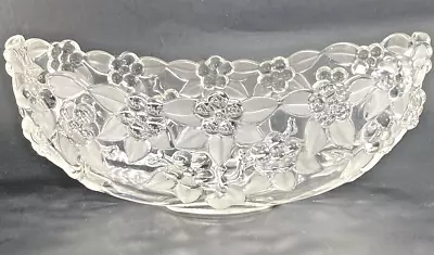 Vintage Carmen By Mikasa Embossed Flowers Frosted Leaves 10 1/2  Oval Bowl • $45