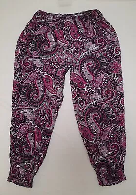 Caroline Morgan Pink Paisley Harem Pants Women Casual Baggy Hippie Bohemian  • $19.80
