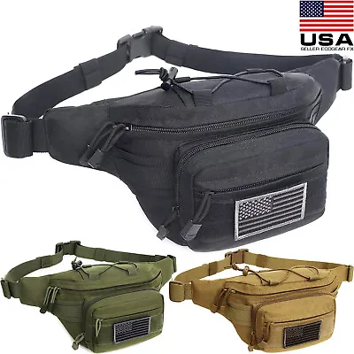 Tactical Concealed Carry Fanny Pack Waist Bag Holster Hunting W/ USA Flag Patch • $14.99