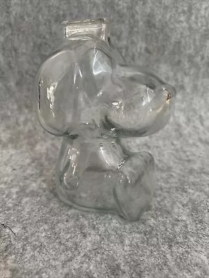 Vintage Peanuts Snoopy Coin Bank Heavy Clear Glass 6.5  Tall • $8.99