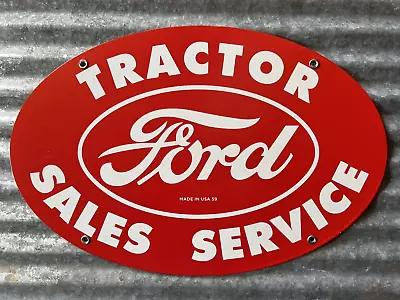 Ford Tractor Vintage Porcelain Gas And Oil  Pump  Sign • $9.99