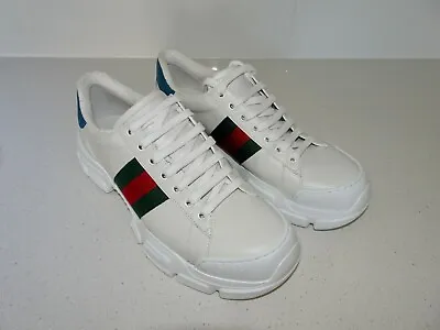 $485 • Buy Gucci Web White Classic Blue Sneaker Size 9.5 (Worn Once, Near New)