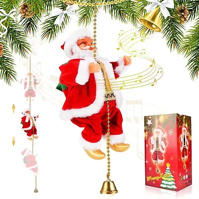 Christmas Electric Santa Claus Climbing Ladder Doll Music Xmas Music Decor Party • £15.99
