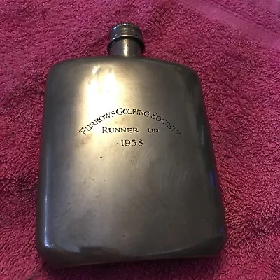 £20 • Buy JAMES DIXON & SONS SHEFFIELD  VINTAGE PEWTER HIP FLASK 45 4OZ  Engraved In 1958