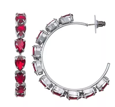 Simply Vera Wang Red Simulated Crystal C - Hoop Earrings - New • $14.95