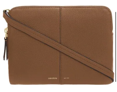 $149 • Buy Oroton Lilly Double Zip Crossbody Bag BNWT Leather Cognac Brown RRP $299 50% Off
