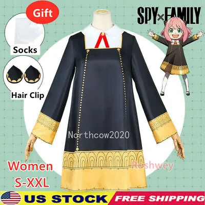 Anime SPY FAMILY Anya Forger Cosplay Costume Girls Halloween Dress Wig Outfits • $28.89