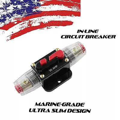 Car Stereo Audio 12v Circuit Breaker Fuse Inline Fits 4 8 Gauge Wire 30 Amp  • $10.95