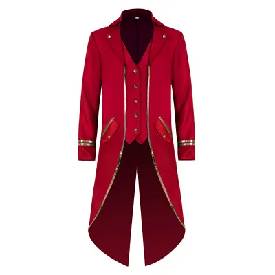 Mens Gothic Jacket Steampunk Tailcoat Coat Halloween Medieval Costume Frock AU ❀ • $40.76
