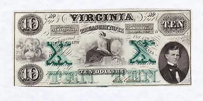 Virginia Treasury Note $10 1862 AU To UNC • $124.95