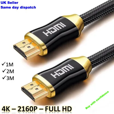 £7.99 • Buy Hdmi Cable 4k 2.0 High Speed Gold Plated Braided Lead 2160p 3d Hdtv Uhd*premium*