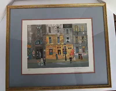 Vintage Cafe Tabec Paris Scene Signed Michel Delacroix Framed 316/500 • $250