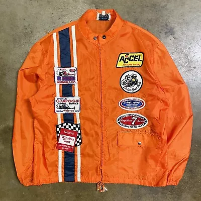 Vintage 70s NHRA Racing Patches Light Windbreaker Jacket Sz L • $199.99