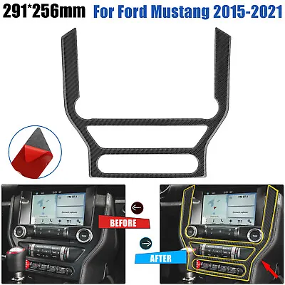 Carbon Fiber Interior Dash CD Panel Decor Cover Trim For Ford Mustang 2015-2021 • $14.98