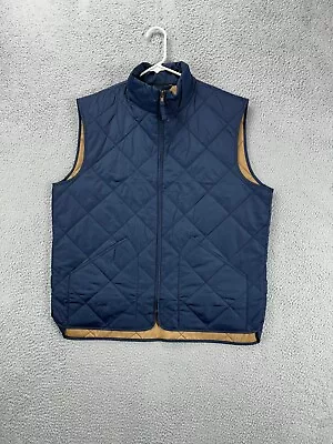 J.Crew Vest Adult Large Navy Blue Quilted Full Zip Coat Sleeveless Mens NEW A23 • $38