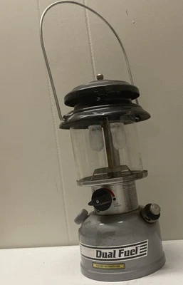 $34 • Buy Vintage COLEMAN  Dual-Fuel Lantern  USA **UNTESTED** Camping Outdoors Silver
