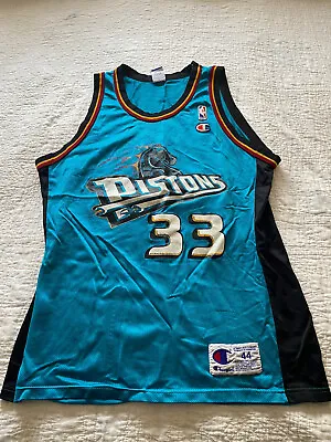 $31.20 • Buy Vintage Detroit Piston Jersey NBA Champion Grant Hill #33 Teal Size 44 (Large)