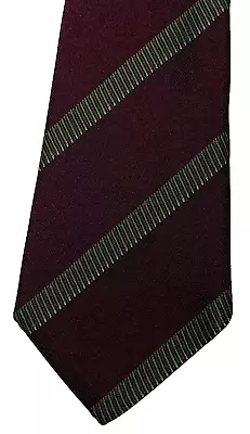 Kiton Napoli Italy 100% Silk Neck Tie Oxblood Green Bronze Raised Stripes • $38