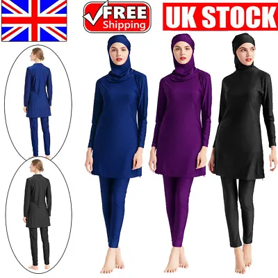 Muslim Burkini Islamic Women Swimwear Full Cover Swimsuit Beach Bathing Suit UK • £7.89