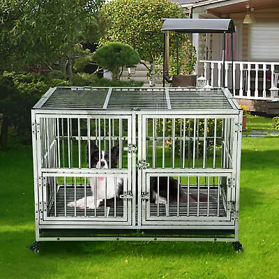 48  Heavy Duty Pet Dog Crate Cage Kennel With 4 Wheels & Removable Tray Design • $289.99