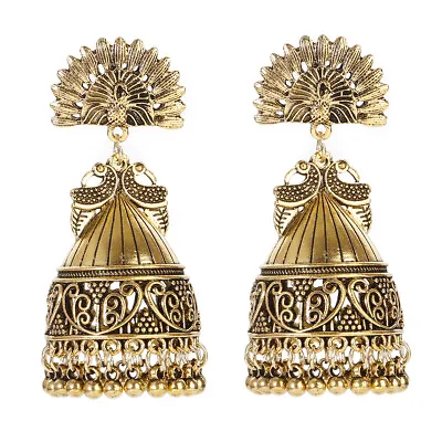 $7.69 • Buy Women Gold Silver Big Bells Peacock Indian Earrings Jhumka Oxidized Earrings