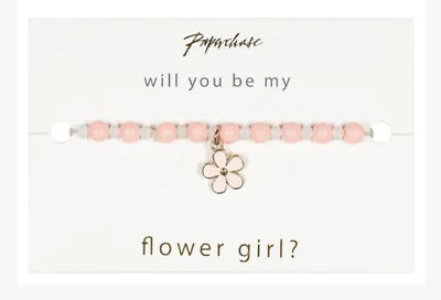 Will You Be My Flower Girl Wish Bride Card Bracelet Elastic Wedding Day Gift • £2.99