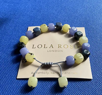 Lola Rose Purple Blue Yellow With Black Flecks Square Semi Precious Stone Beads • £17.95