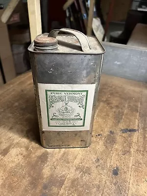 Early Old VT Vermont Fred Amey Maple Sugar Syrup Paper Label Tin Metal Can USA • $59.99