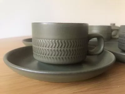£12 • Buy Denby Pottery Chevron Coffee Cups And Saucers Set Of 4