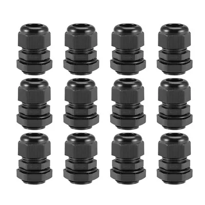 NPT1/2 Cable Gland 8mm-14mm Wire Hole Waterproof Nylon Locknut Black 12pcs • $13.65