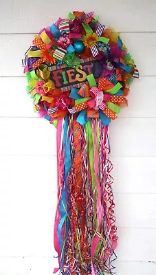 Fiesta Mesh Wreath Cinco De Mayo Celebration Festive Party Door Decor • $110