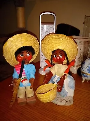 Vintage Mexican Souvenir Oil Cloth Doll's Excellent Condition • $45