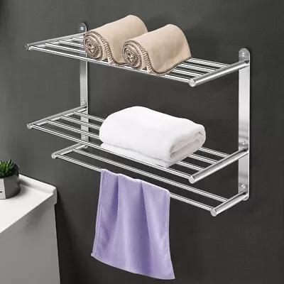 3 Layers Bathroom Wall Mounted Towel Rack Towel Rack For Hotel Stainless Steel • $31.35