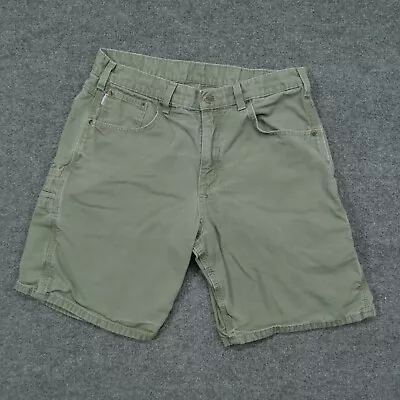 Carhartt Shorts Mens 34 Green Canvas Faded Workwear Carpenter Adult • $17.77