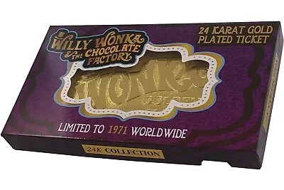 Willy Wonka Chocolate Factory Golden Ticket 24k Gold Plated 1 Of 1971 Limited Ed • $330.42