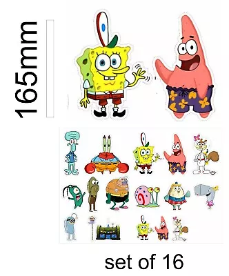 £9.99 • Buy SPONGE BOB SQUARE PANTS SET OF 16 EACH 165mm TALL WALL ART VINYL STICKERS
