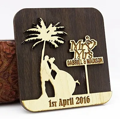 $47.29 • Buy Rustic Wedding Save The Date Wooden Magnet 10 Custom Engraved Wooden-Z4e