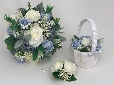 £12 • Buy Wedding Bouquets ,flowers Posy Grey ,blue , Bride ,Bridesmaid ,Flower-Girl Wand