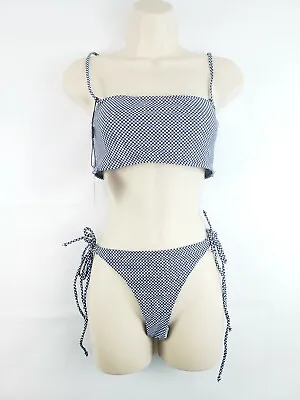 Zaful Checkers Print Bikini Tie Side Bottom Bandeau Style Top Swimwear Large O43 • $8.99