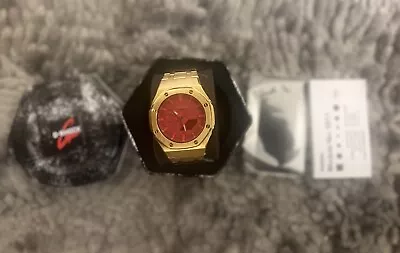 Casio G-Shock GA-2100 Red Dial Custom Casioak Mod - Gold & Candy Red - Royal Oak • $215