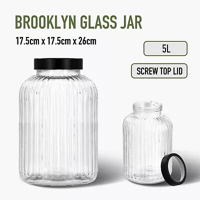 5L Large Glass Jar Screw Top Lid Cookie Canister Container Airtight Storage Cafe • $29.93