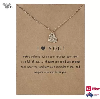 I Love You Heart Pendant Gold Chain Necklace Choker  • $8.99