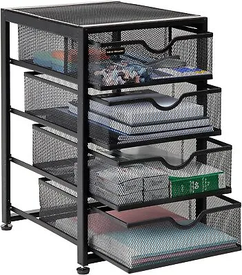 Mind Reader 4 Tier Cabinet With Removable Drawers File Storage 10.25  Black • $186.89
