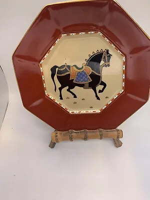 Fitz And Floyd Ceremonial Horse Plate Collector Gold Trim Black Horse • $19