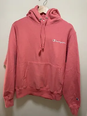 Men’s Vintage Champion Reverse Weave Hoodie Sweatshirt Salmon Pink SPELL OUT S • $50